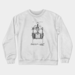 Steampunk Print Wine Press Patent Drawing Crewneck Sweatshirt